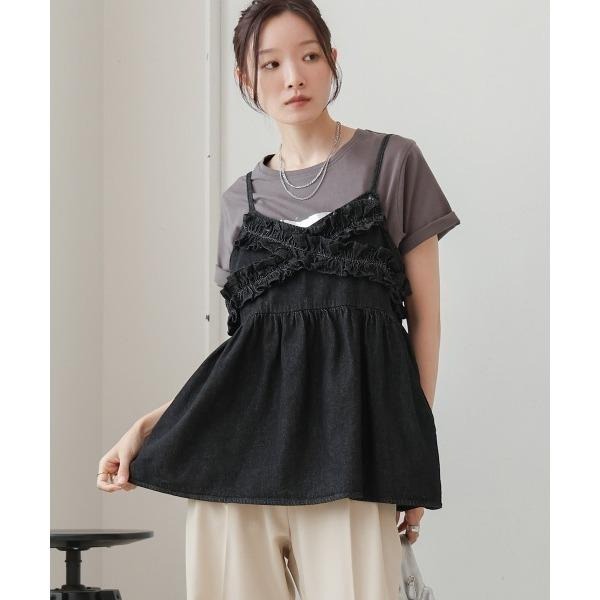 ：常花二手：🇯🇵 Bab ✿ 牛仔荷葉造型吊帶背心（實拍照請看下方商品說明欄）日牌正品 現貨-細節圖3