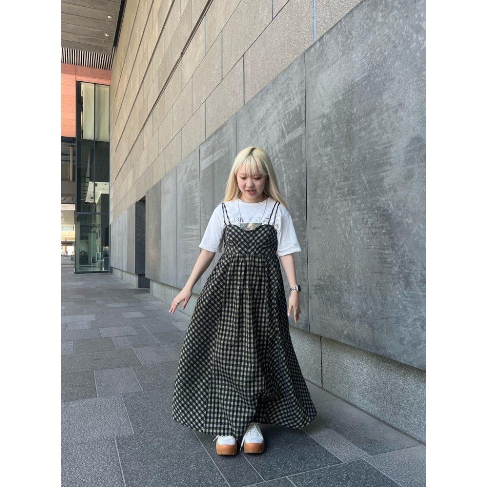 ：常花二手：🇯🇵 KBF ✿ 絕美秋冬格紋馬甲吊帶洋裝（實拍照請看下方商品說明欄）日牌正品 現貨-細節圖9