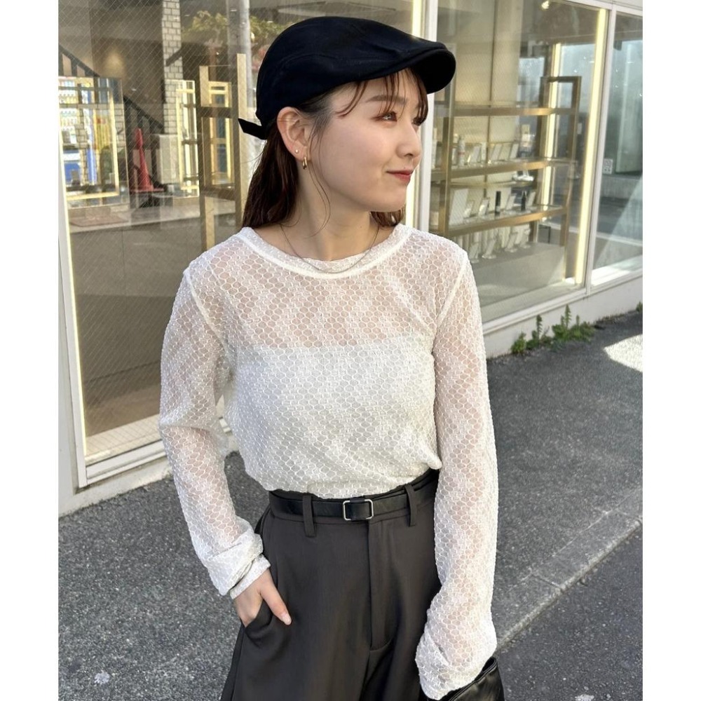 ：常花二手：🇯🇵 mystic ✿ 幾何花紋蕾絲透膚上衣（實拍照請看下方商品說明欄）日牌正品 現貨-細節圖2