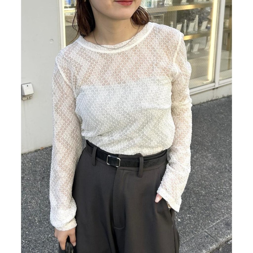 ：常花二手：🇯🇵 mystic ✿ 幾何花紋蕾絲透膚上衣（實拍照請看下方商品說明欄）日牌正品 現貨-細節圖3