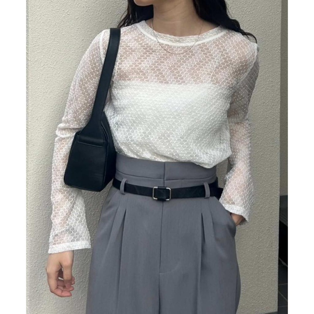 ：常花二手：🇯🇵 mystic ✿ 幾何花紋蕾絲透膚上衣（實拍照請看下方商品說明欄）日牌正品 現貨-細節圖6