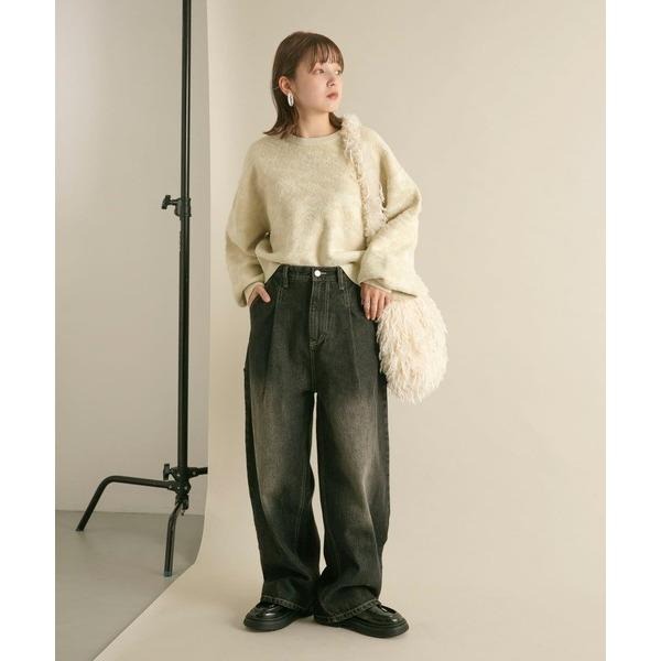 ：常花二手：🇯🇵 KBF ✿ 刷色丹寧牛仔寬褲（實拍照請看下方商品說明欄）日牌正品 現貨刷色丹寧牛仔寬褲-細節圖3