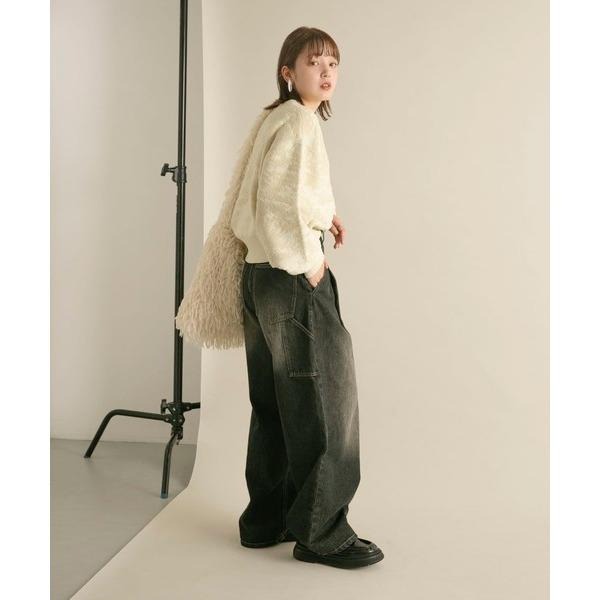 ：常花二手：🇯🇵 KBF ✿ 刷色丹寧牛仔寬褲（實拍照請看下方商品說明欄）日牌正品 現貨刷色丹寧牛仔寬褲-細節圖4