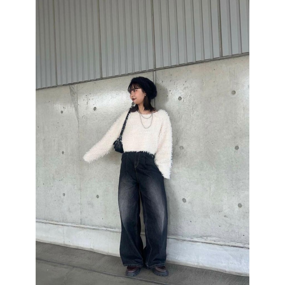 ：常花二手：🇯🇵 KBF ✿ 刷色丹寧牛仔寬褲（實拍照請看下方商品說明欄）日牌正品 現貨刷色丹寧牛仔寬褲-細節圖8