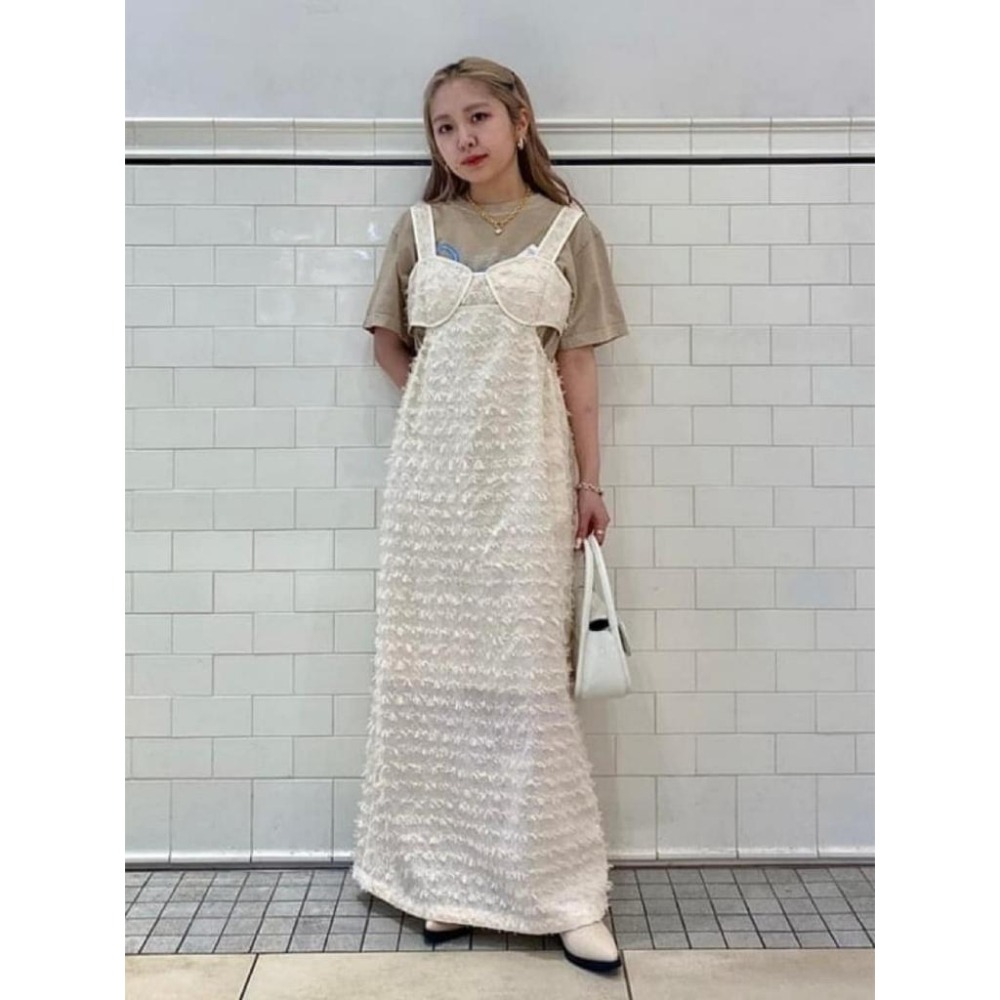 ：常花二手：🇯🇵 Ray BEAMS ✿ 羽毛馬甲腰間簍空直筒洋裝（實拍照請看下方商品說明欄）日牌正品 現貨-細節圖8