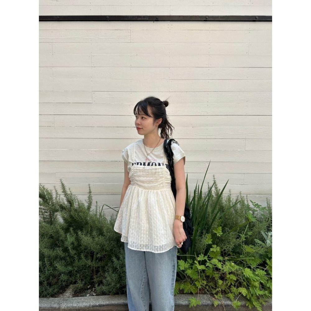 ：常花二手：🇯🇵 fredy emue ✿ 胸口抓皺緹花外罩背心（實拍照請看下方商品說明欄）日牌正品 現貨-細節圖6