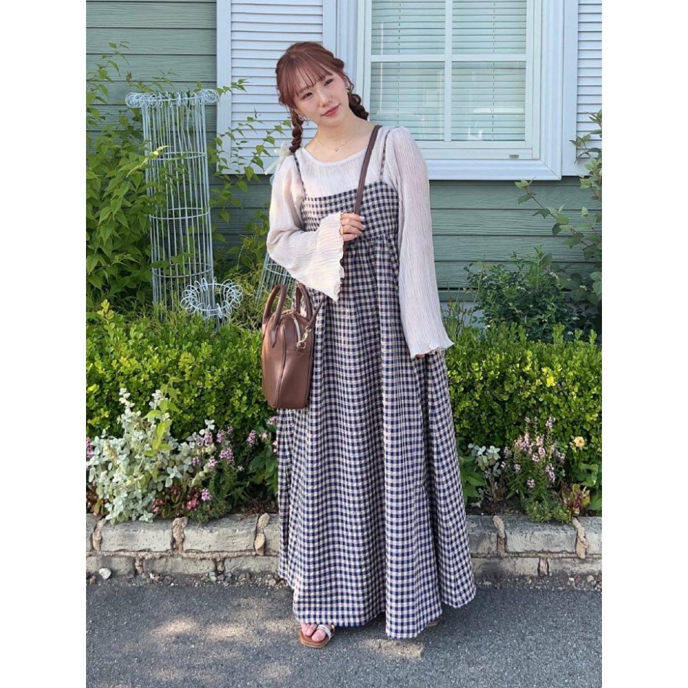 ：常花二手：🇯🇵 LOWRYS FARM ✿ 格紋細肩帶吊帶洋裝（實拍照請看下方商品說明欄）日牌正品 現貨-細節圖3