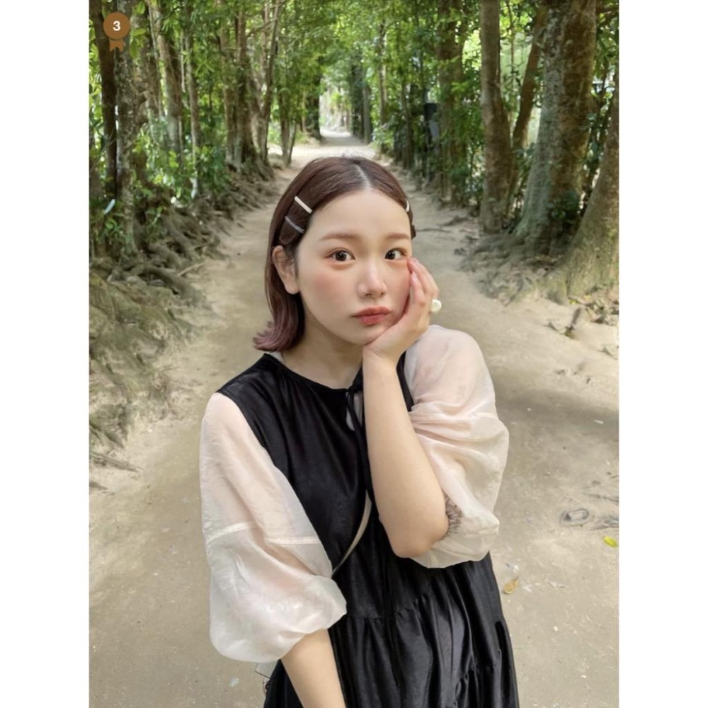 ：常花二手：🇯🇵 select MOCA ✿ 透膚澎袖V領襯衫（實拍照請看下方商品說明欄）＃日牌正品-細節圖2