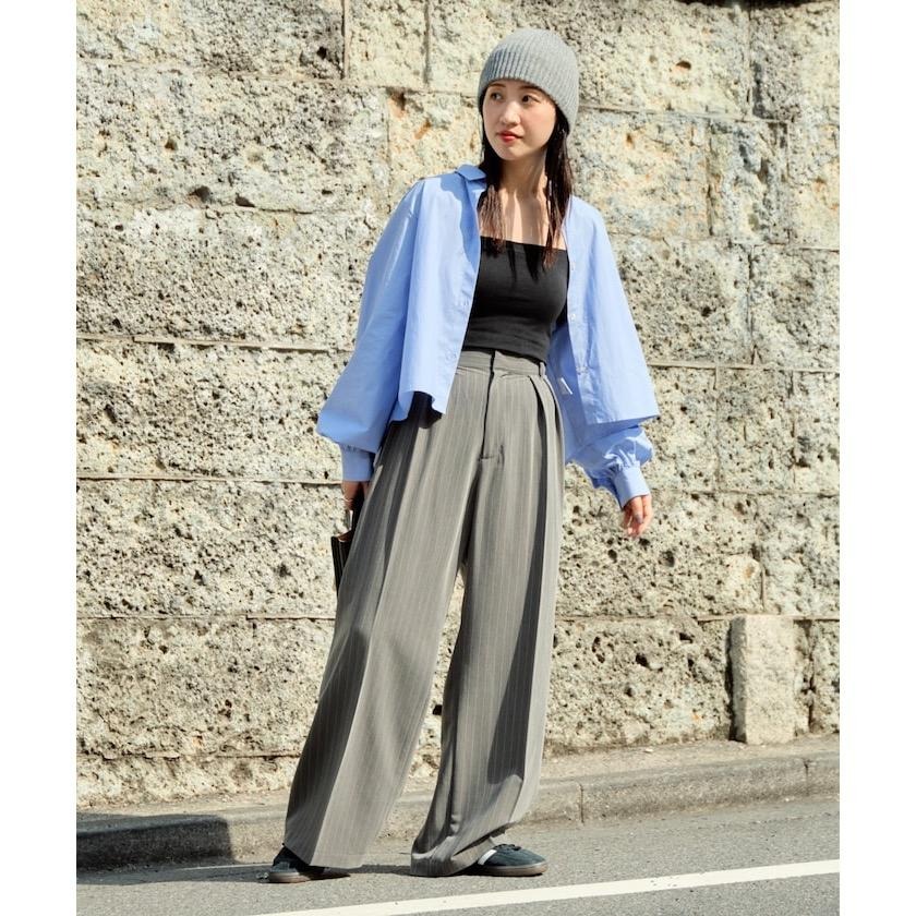 ：常花二手：🇯🇵 FREAK’S STORE ✿ 直條紋打褶西裝寬褲（實拍照請看下方商品說明欄）日牌正品 現貨-細節圖2