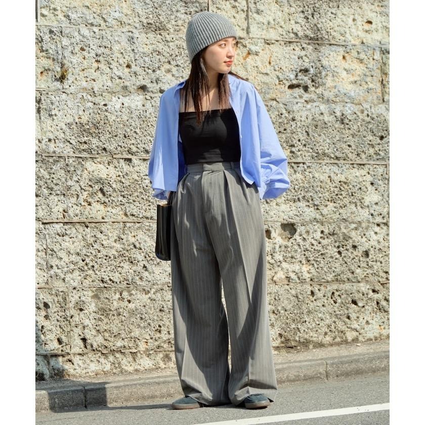 ：常花二手：🇯🇵 FREAK’S STORE ✿ 直條紋打褶西裝寬褲（實拍照請看下方商品說明欄）日牌正品 現貨-細節圖3