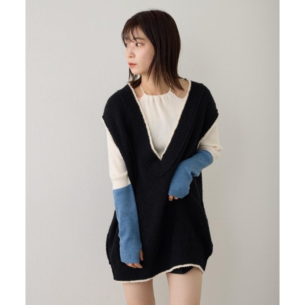 ：常花二手：🇯🇵 Kastane ✿ 撞色滾邊長版背心（實拍照請看下方商品說明欄）＃日牌正品-細節圖7