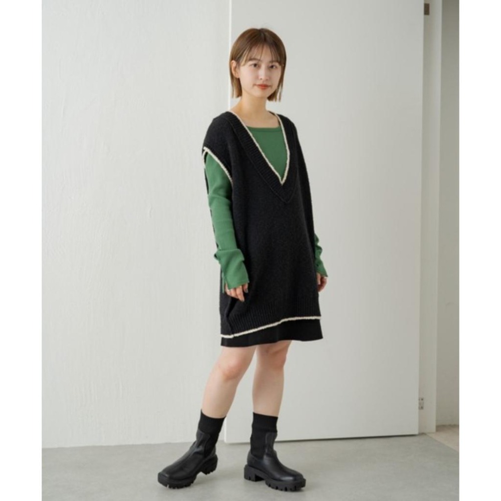 ：常花二手：🇯🇵 Kastane ✿ 撞色滾邊長版背心（實拍照請看下方商品說明欄）＃日牌正品-細節圖10