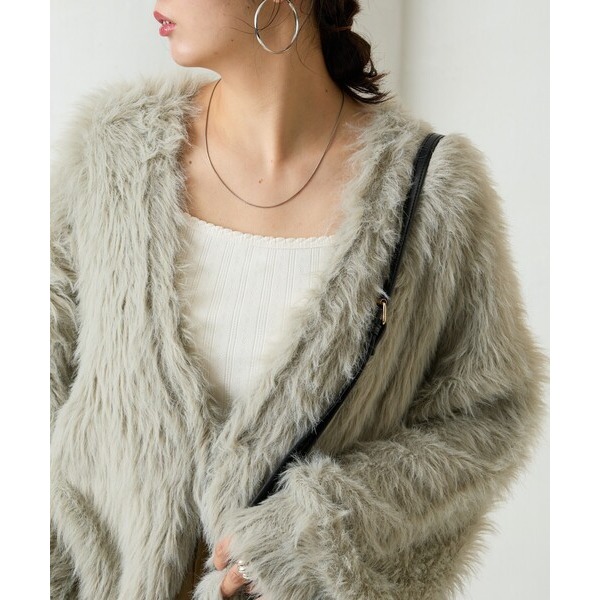 ：常花二手：🇯🇵 FREAK’S STORE ✿ 長毛海寬鬆針織外套（實拍照請看下方商品說明欄）日牌正品 現貨-細節圖2