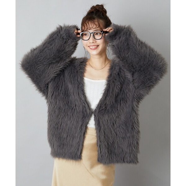 ：常花二手：🇯🇵 FREAK’S STORE ✿ 長毛海寬鬆針織外套（實拍照請看下方商品說明欄）日牌正品 現貨-細節圖3