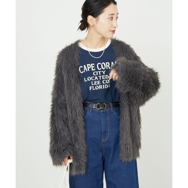 ：常花二手：🇯🇵 FREAK’S STORE ✿ 長毛海寬鬆針織外套（實拍照請看下方商品說明欄）日牌正品 現貨-細節圖4