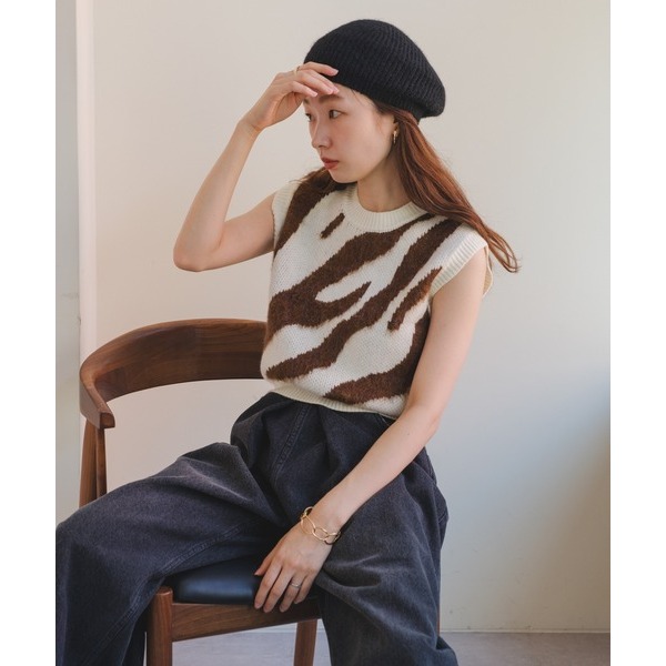 ：常花二手：🇯🇵 Kastane ✿ 斑馬圖騰撞色針織背心（實拍照請看下方商品說明欄）日牌正品 現貨-細節圖2