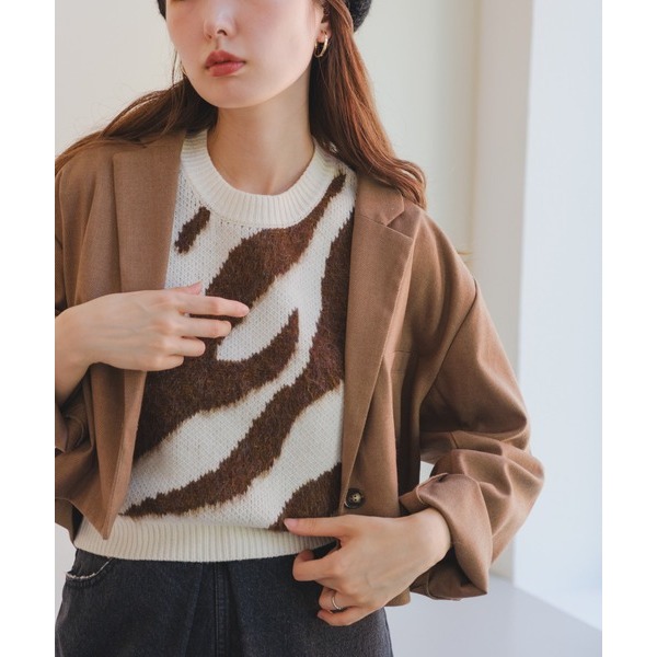 ：常花二手：🇯🇵 Kastane ✿ 斑馬圖騰撞色針織背心（實拍照請看下方商品說明欄）日牌正品 現貨-細節圖4