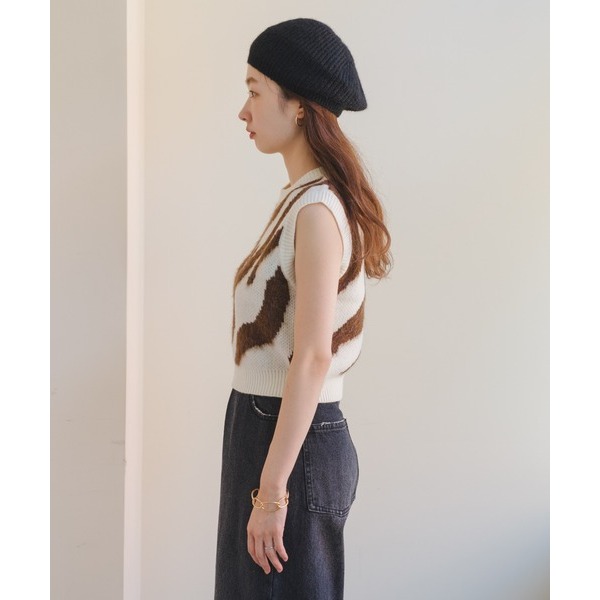 ：常花二手：🇯🇵 Kastane ✿ 斑馬圖騰撞色針織背心（實拍照請看下方商品說明欄）日牌正品 現貨-細節圖5