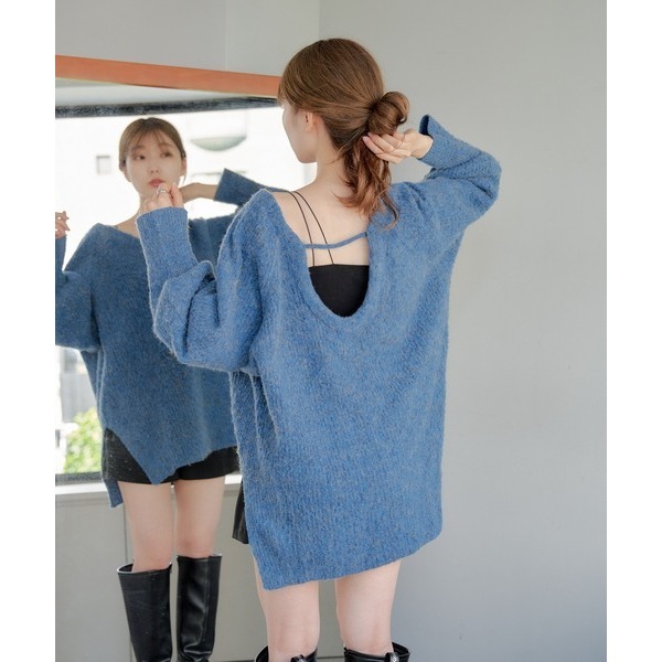 ：常花二手：🇯🇵 Kastane ✿ 大V領混色針織長版毛衣（實拍照請看下方商品說明欄）日牌正品 現貨-細節圖2