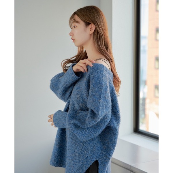 ：常花二手：🇯🇵 Kastane ✿ 大V領混色針織長版毛衣（實拍照請看下方商品說明欄）日牌正品 現貨-細節圖4