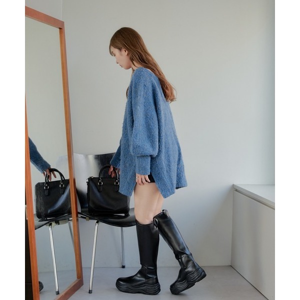 ：常花二手：🇯🇵 Kastane ✿ 大V領混色針織長版毛衣（實拍照請看下方商品說明欄）日牌正品 現貨-細節圖6