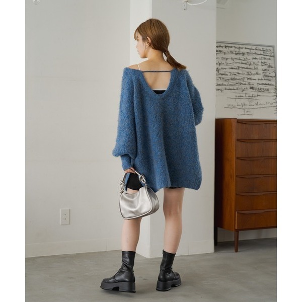 ：常花二手：🇯🇵 Kastane ✿ 大V領混色針織長版毛衣（實拍照請看下方商品說明欄）日牌正品 現貨-細節圖11