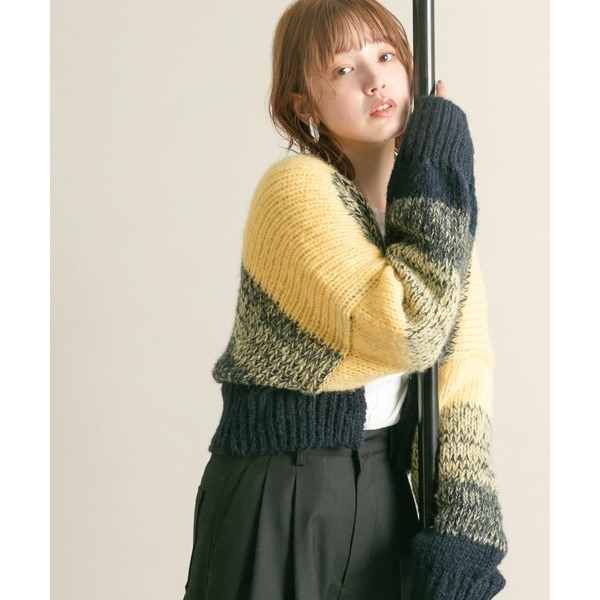 ：常花二手：🇯🇵 KBF ✿ 撞色短版針織外套（實拍照請看下方商品說明欄）日牌正品 現貨-細節圖3