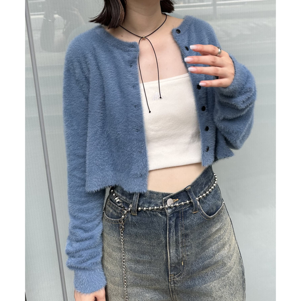 ：常花二手：🇯🇵 mline ✿ 短版俐落毛絨感針織上衣（實拍照請看下方商品說明欄）日牌正品 現貨-細節圖4