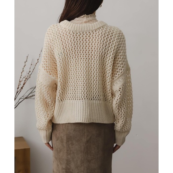 ：常花二手：🇯🇵 SENSE OF PLACE ✿ 撞色釦溫柔簍空針織罩衫（實拍照請看下方商品說明欄）日牌正品現貨-細節圖7