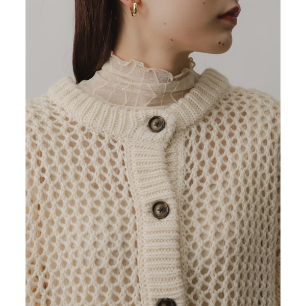 ：常花二手：🇯🇵 SENSE OF PLACE ✿ 撞色釦溫柔簍空針織罩衫（實拍照請看下方商品說明欄）日牌正品現貨-細節圖8