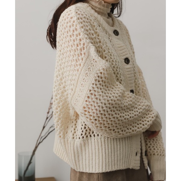 ：常花二手：🇯🇵 SENSE OF PLACE ✿ 撞色釦溫柔簍空針織罩衫（實拍照請看下方商品說明欄）日牌正品現貨-細節圖9