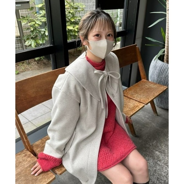 ：常花二手：🇯🇵 CIAOPANIC ✿ 可愛領口可拆2wayA字中長版大衣（實拍照請看下方商品說明欄）日牌正品-細節圖2