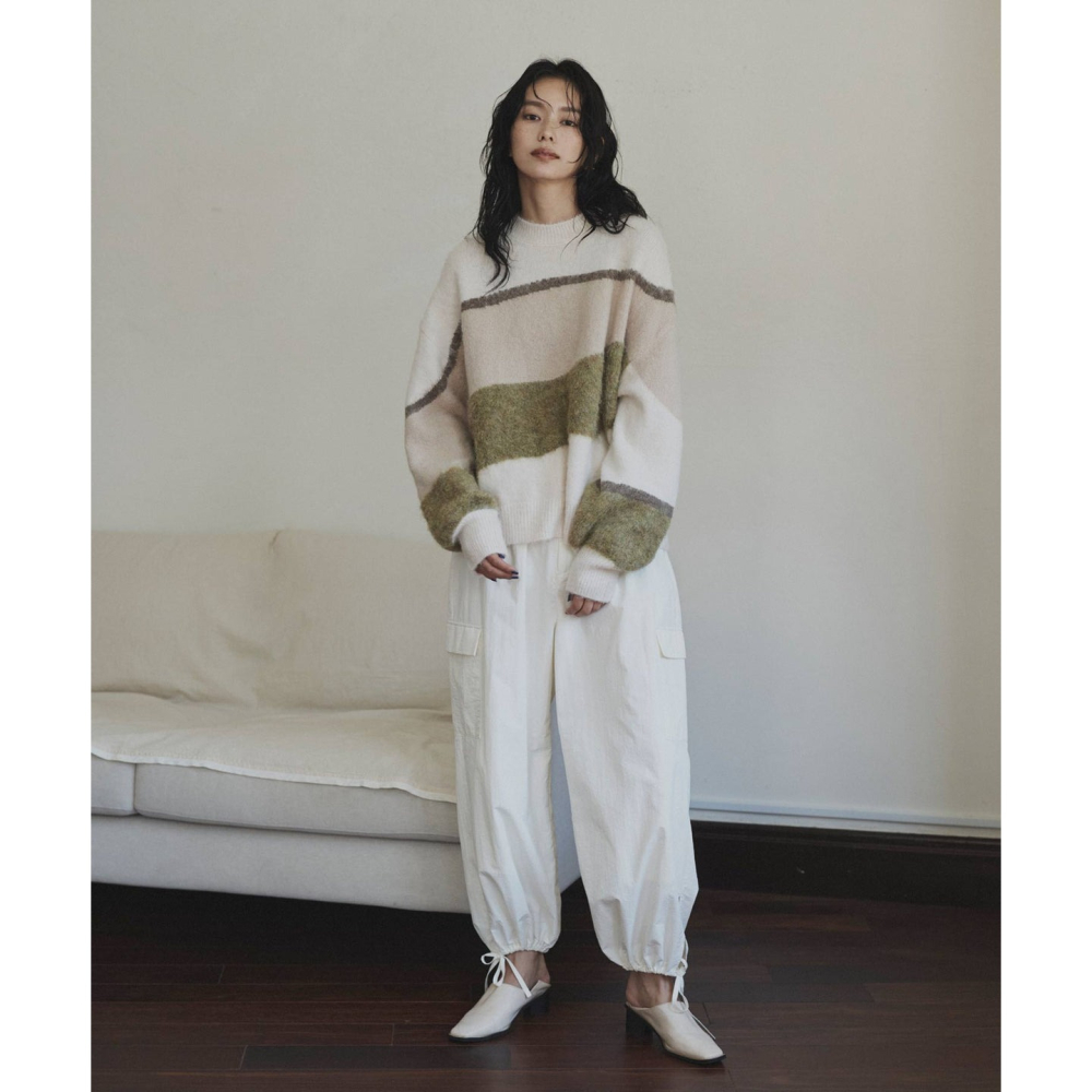：常花二手：🇯🇵 hellam ✿ 毛絨絨溫柔色塊針織毛衣（實拍照請看下方商品說明欄）日牌正品 現貨-細節圖3
