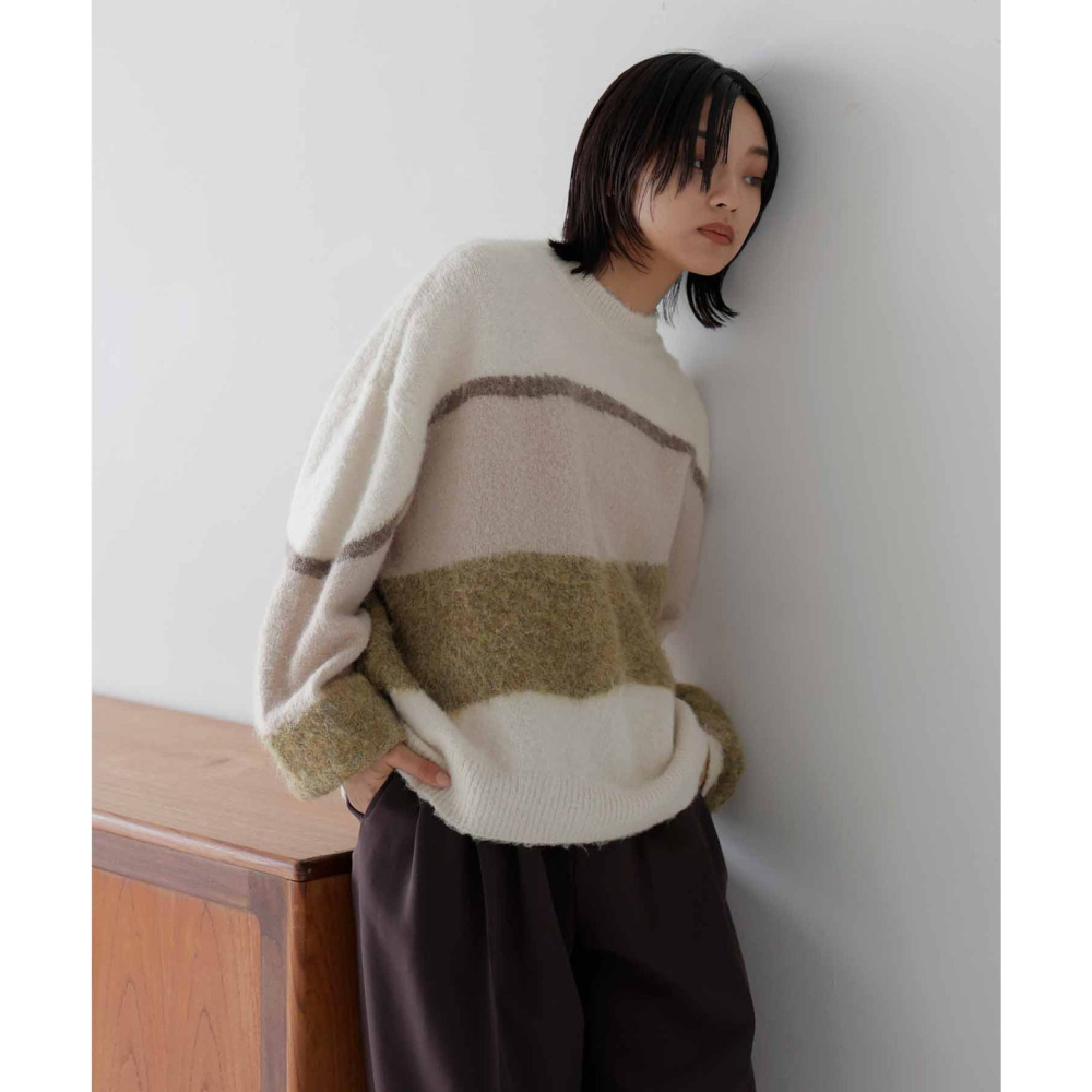 ：常花二手：🇯🇵 hellam ✿ 毛絨絨溫柔色塊針織毛衣（實拍照請看下方商品說明欄）日牌正品 現貨-細節圖10