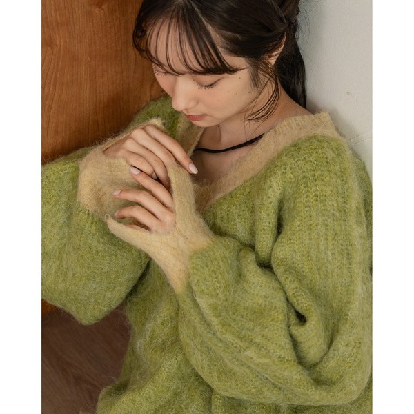 ：常花二手：🇯🇵 mideal ✿ 氣質配色V領針織毛衣（實拍照請看下方商品說明欄）日牌正品 現貨-細節圖10