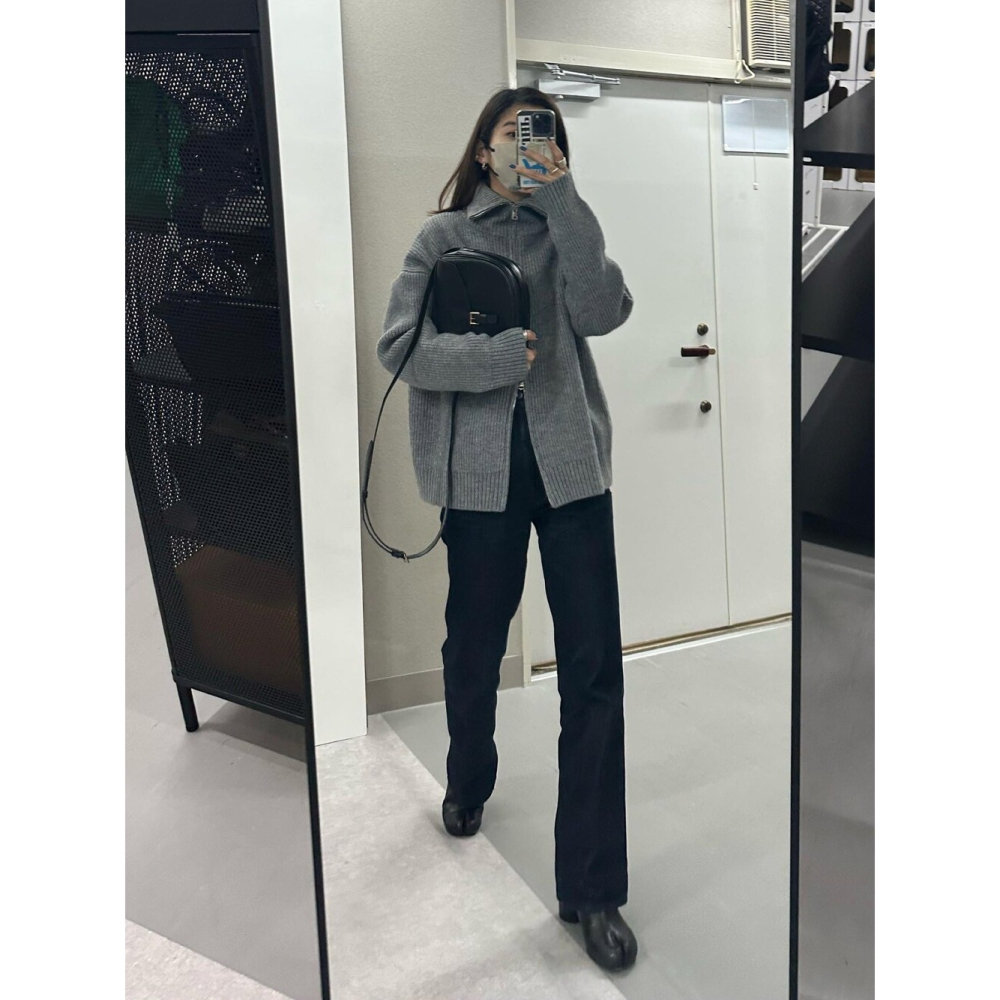 ：常花二手：🇯🇵 select MOCA ✿ 高領雙拉鍊坑條紋針織上衣（實拍照請看下方商品說明欄）日牌正品 現貨-細節圖2