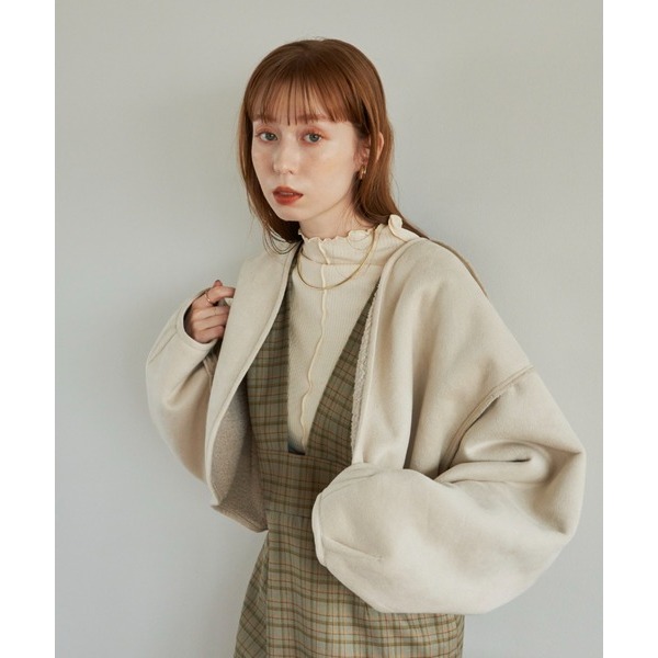 ：常花二手：🇯🇵 hinari ✿ 2way正反兩穿澎袖短版外套（實拍照請看下方商品說明欄）日牌正品 現貨-細節圖8