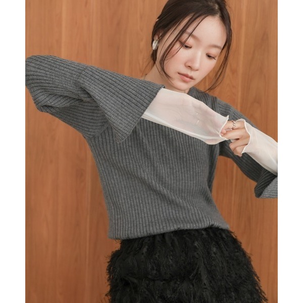 ：常花二手：🇯🇵 Bab ✿ 透膚袖口羅紋針織衫（實拍照請看下方商品說明欄）日牌正品 現貨-細節圖6