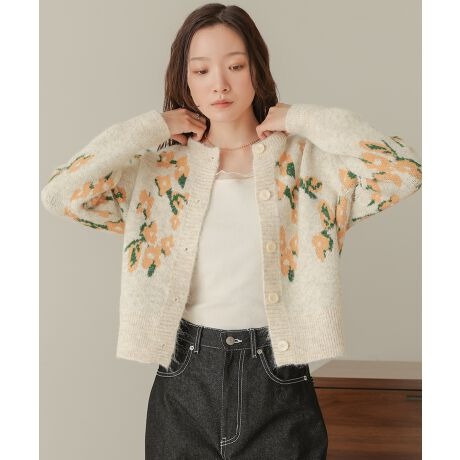 ：常花二手：🇯🇵 Bab ✿ 可愛撞色花朵針織外套（實拍照請看下方商品說明欄）日牌正品 現貨-細節圖2
