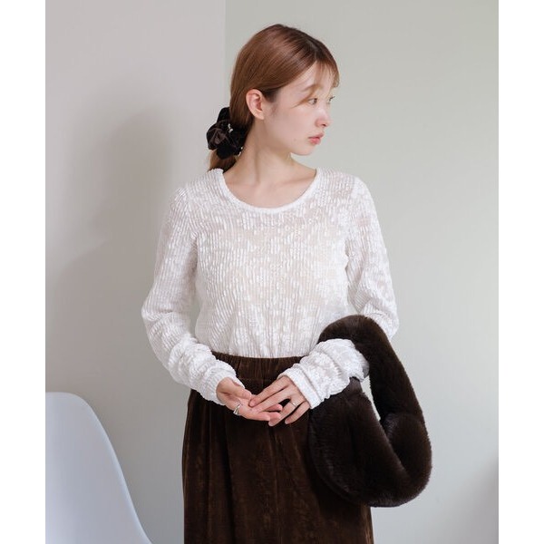 ：常花二手：🇯🇵 Kastane ✿ 緹花透膚抓皺袖口內搭（實拍照請看下方商品說明欄）日牌正品 現貨-細節圖8