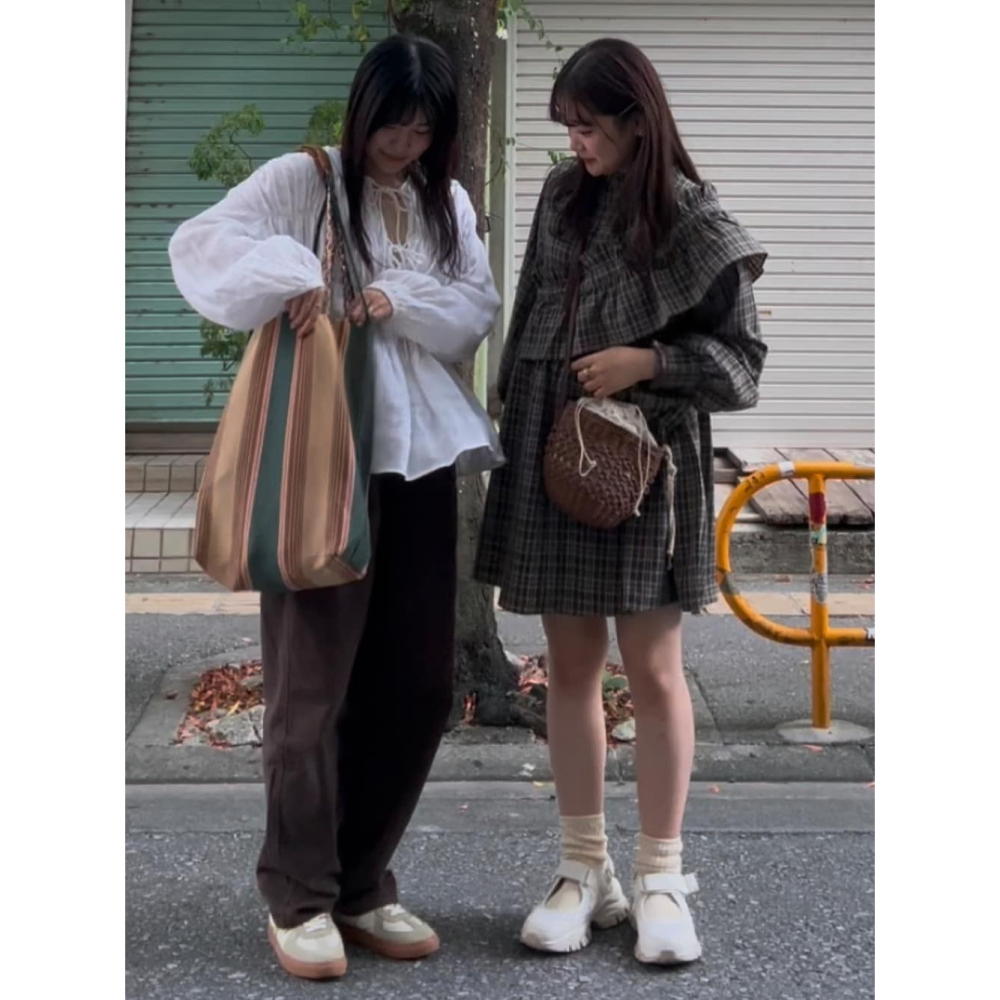 ：常花二手：🇯🇵 FREAK’S STORE ✿ 多穿法荷葉裝飾格紋短洋裝（實拍照請看下方商品說明欄）日牌正品-細節圖11