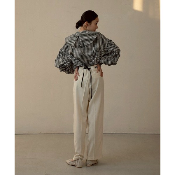 ：常花二手：🇯🇵 I_am ✿ 格紋可拆領澎澎袖上衣（實拍照請看下方商品說明欄）日牌正品 現貨-細節圖3
