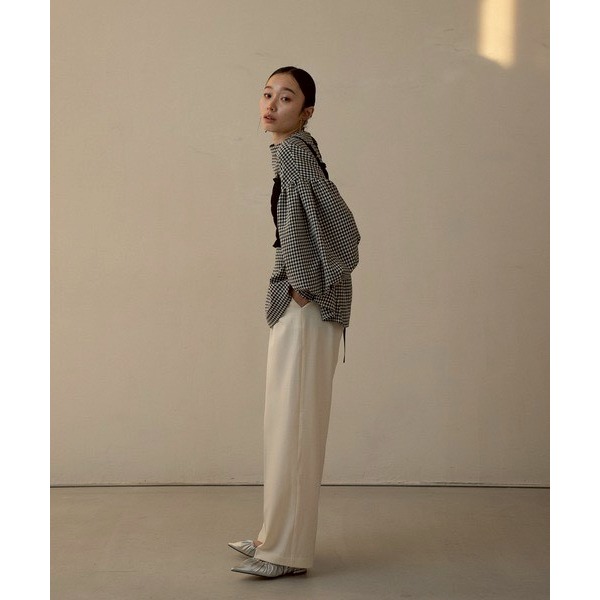 ：常花二手：🇯🇵 I_am ✿ 格紋可拆領澎澎袖上衣（實拍照請看下方商品說明欄）日牌正品 現貨-細節圖7