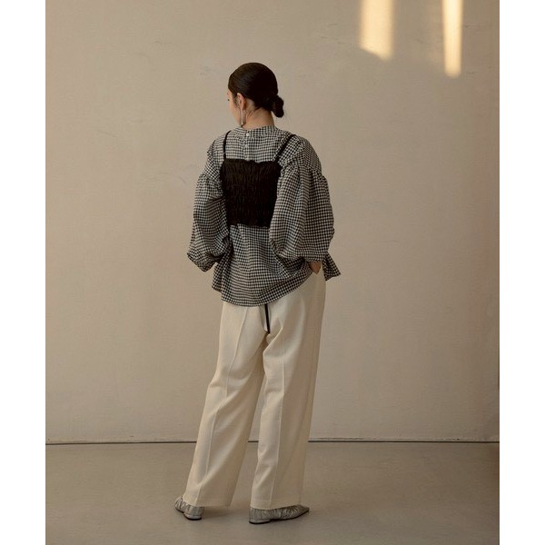 ：常花二手：🇯🇵 I_am ✿ 格紋可拆領澎澎袖上衣（實拍照請看下方商品說明欄）日牌正品 現貨-細節圖9