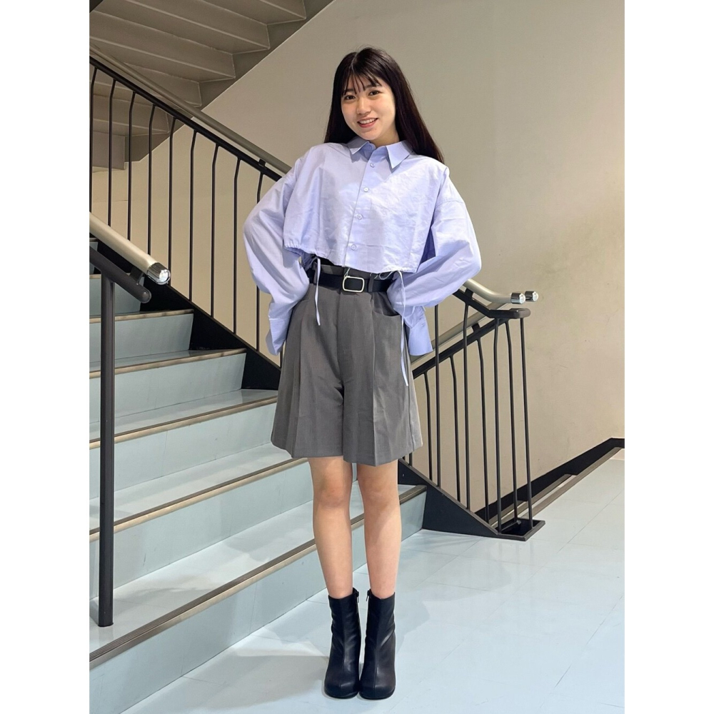 ：常花二手：🇯🇵 KBF ✿ 下擺抽繩短版襯衫（實拍照請看下方商品說明欄）日牌正品 現貨-細節圖4