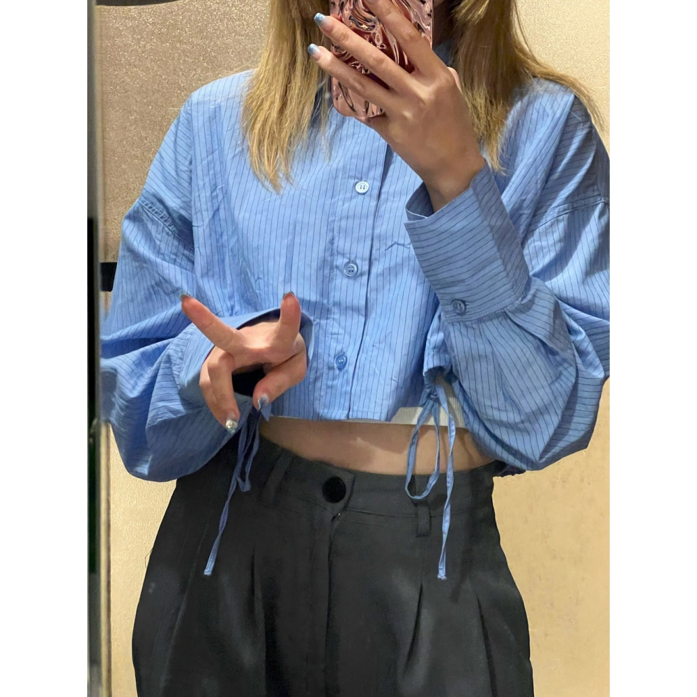 ：常花二手：🇯🇵 KBF ✿ 下擺抽繩短版襯衫（實拍照請看下方商品說明欄）日牌正品 現貨-細節圖5