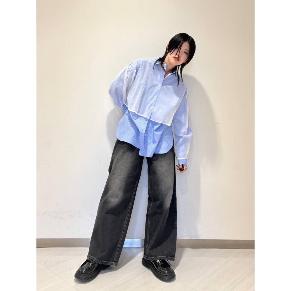 ：常花二手：🇯🇵 KBF ✿ 外罩薄紗層次造型襯衫（實拍照請看下方商品說明欄）日牌正品 現貨-細節圖10