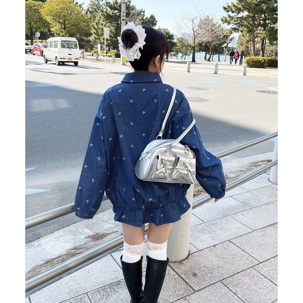 ：常花二手：🇯🇵 apres jour ✿ 蕾絲拼接蝴蝶結印花牛仔夾克（實拍照請看下方商品說明欄）日牌正品 現貨-細節圖4
