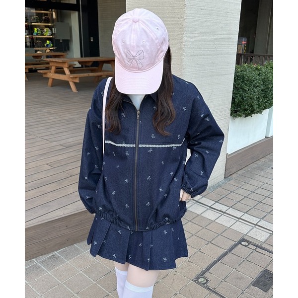 ：常花二手：🇯🇵 apres jour ✿ 蕾絲拼接蝴蝶結印花牛仔夾克（實拍照請看下方商品說明欄）日牌正品 現貨-細節圖6