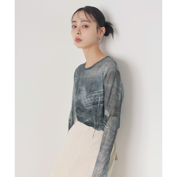 ：常花二手：🇯🇵 LIAN ✿ 特殊印花金蔥寬鬆透膚上衣（實拍照請看下方商品說明欄）日牌正品 現貨-細節圖3
